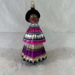Seminole Girl Doll ornament mouth blown Ah-Tah-Thi-Ki Museum Glass Handcrafted